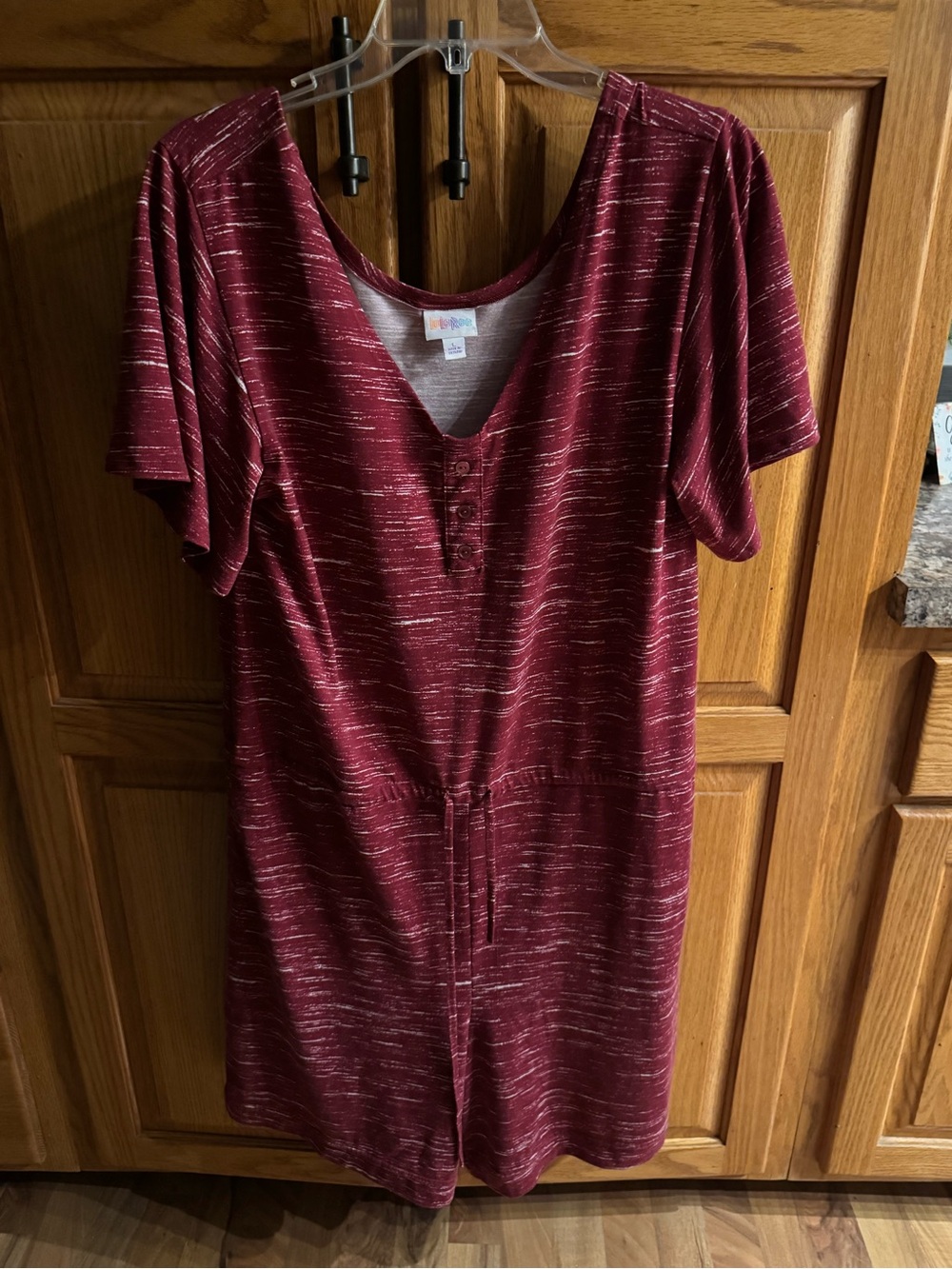 LuLaRoe Burgundy Short Sleeve V-Neck Romper
